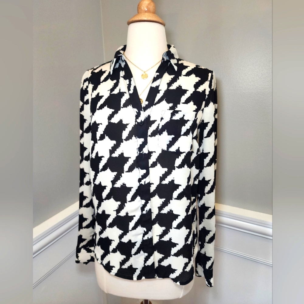 The Limited Ashton XS Shirt Black and White Houndstooth